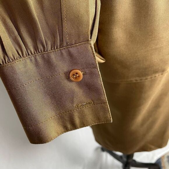 Vintage Levante’ 100% Silk Shoulder Pad Safari Blouse - Women’s 6 - Picture 7 of 8